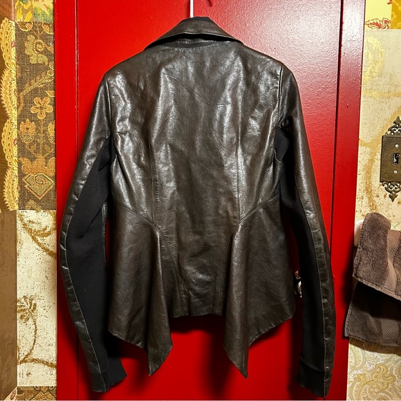 RICK OWENS METALLIC NASKA LEATHER BIKER JACKET - Picture 5 of 8